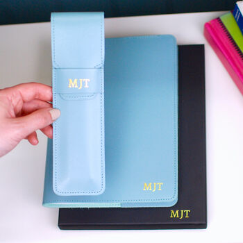 Monogram Leather A5 Notebook And Pencil Case Set, 6 of 9
