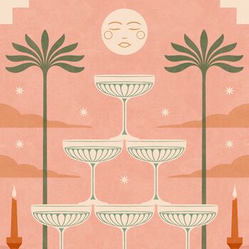 The Dinner Party, Pink, Boho Food And Drink Art Print, Martini Poster, 3 of 3