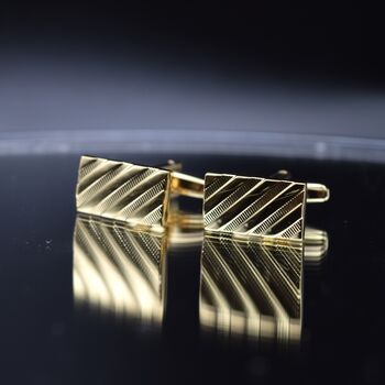 Gold Geometric Cufflinks 316 L Stainless Steel Minimal Design, 5 of 6