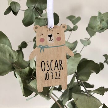 Personalised New Baby Bear Decoration Card, 3 of 3