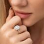 Two.Five Ct Oval Moissanite Halo Engagement Ring, thumbnail 3 of 9