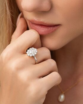 Two.Five Ct Oval Moissanite Halo Engagement Ring, 3 of 9