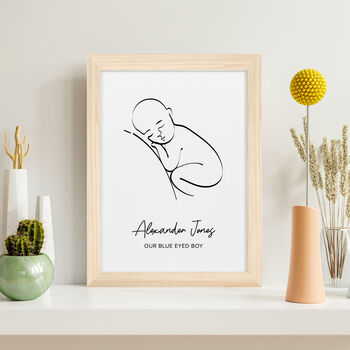 Personalised Line Art Resting Baby Print, 7 of 9