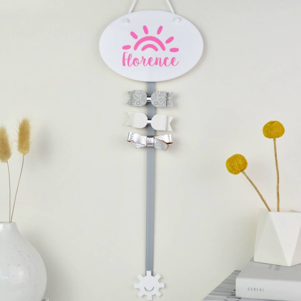Personalised Sunshine Hair Bow Hanger Various Colours, 1 of 8