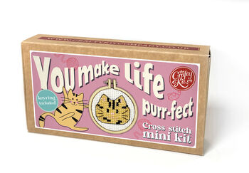 You Make Life Purr Fect Mini Matchbox Cross Stitch Kit, 8 of 12