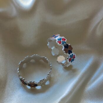 Silver Colourful Floral Clover Adjustable Toe Ring, 4 of 8
