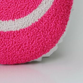 Raspberry Pink Smiley Punch Needle Cushion, 3 of 3