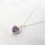 Mini Heart Silver Amethyst February Birthstone Necklace, thumbnail 1 of 4