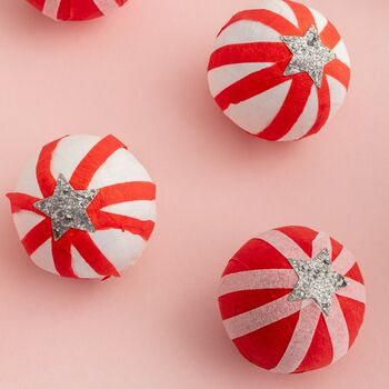6x Christmas Candy Stripe Surprise Balls, 3 of 5
