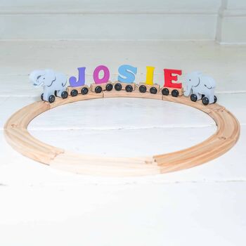 Personalised Elephant Wooden Pastel Letter Name Train Toy, 4 of 12