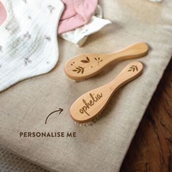 Personalised Wooden Brush Set 3 Pcs Botanical, 2 of 12