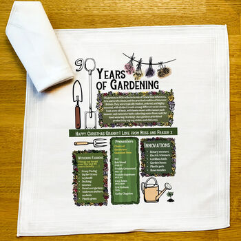 90th Birthday Gift For Gardeners Personalised Handkerchief Pair, 4 of 9