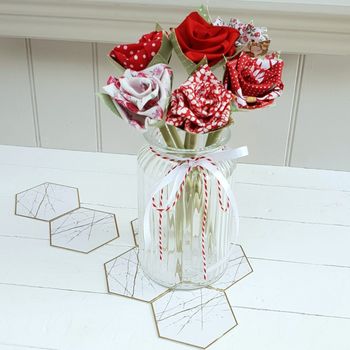 Handmade Cotton Anniversary Roses Flowers In Jar Vase, 2 of 8