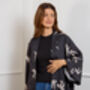 Japanese Origami Bird Print Black And Ivory Short Light Weight Kimono, thumbnail 3 of 6