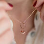 Rose Gold Plated Circle Necklace With Heart Charm, thumbnail 3 of 6