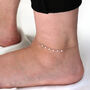 Sterling Silver And Pearl Hammered Trace Anklet, thumbnail 3 of 9