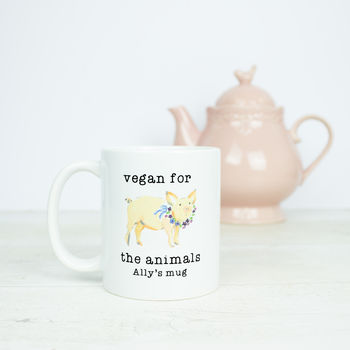 Personalised Vegan For The Animals Mug, 2 of 3
