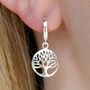 Sterling Silver Circle Tree Of Life Earrings, thumbnail 1 of 7