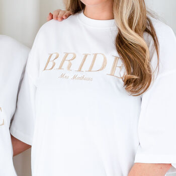 Ss24 Personalised Embroidered 'Bride' T Shirt, 2 of 4
