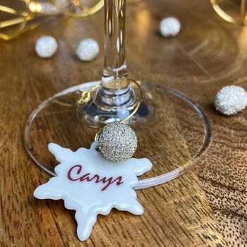 Personalised Christmas Snowflake And Bauble Glass Charm, 3 of 3
