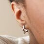Star Shape Huggie Hoop Earrings In Silver Plating, thumbnail 1 of 5