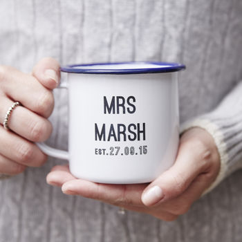 Personalised Wedding Enamel Mug, 2 of 3