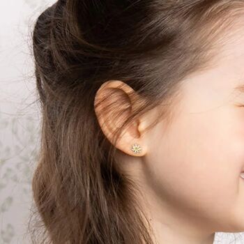 Kids Sterling Silver And Gold Daisy Stud Earrings, 2 of 4