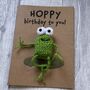 Frog Hoppy Birthday Crochet Birthday Card Handmade, thumbnail 5 of 12