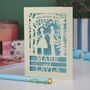 Personalised Papercut Couple Wedding Date Card, thumbnail 1 of 8