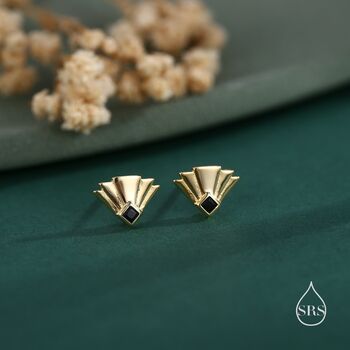 Art Deco Inspired Small Sun Ray Stud Earrings In Sterling Silver, 4 of 12