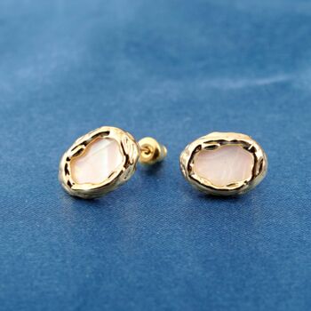 18 K Gold Plated Organic Pearl Stud Earrings, 3 of 7