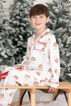 Personalised Matching Family Christmas Santa Print Pyjamas, 10 of 12