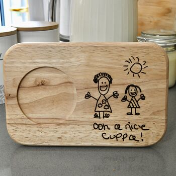 Personalised Tea And Biscuit Board With Child's Drawing, 4 of 5