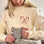 Embroidered Candy Cane Initial Christmas Jumper, thumbnail 1 of 4