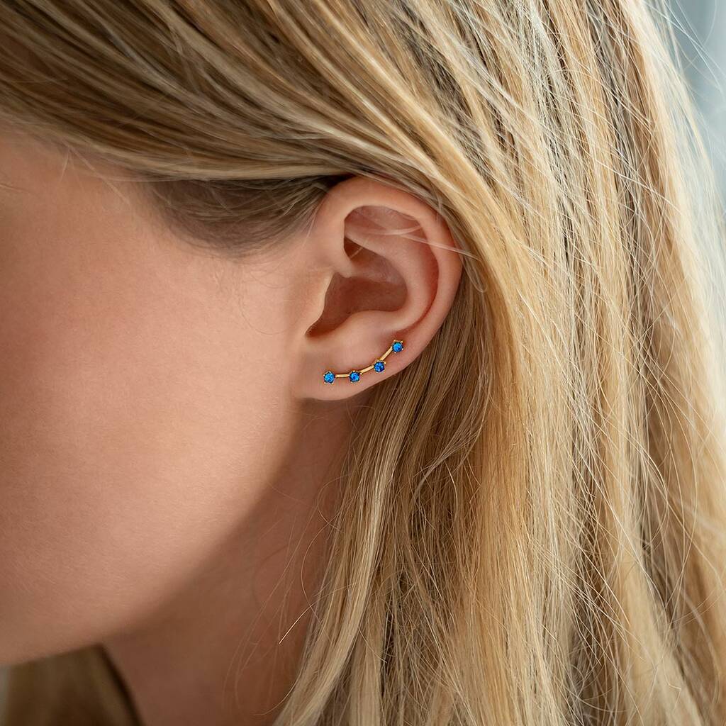 Sapphire Climber Earrings By Bloom Boutique