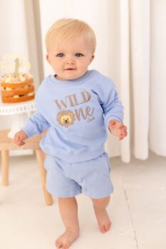 Wild One Lion Personalised Embroidered First Birthday Sweatshirt, 2 of 5
