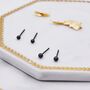 Sterling Silver Tiny Black Rhodium Plated Ball Stud Earrings, thumbnail 4 of 9