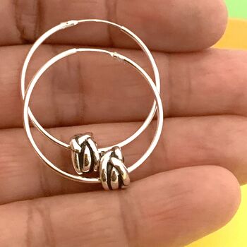 Sterling Silver Friendship Knot Hoop Earrings, 2 of 3