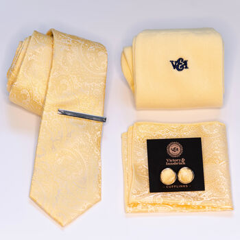 Buttercup Yellow Wedding Tie Sock Set Groomsmen Gift, 6 of 9