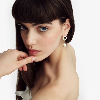 Silver Bead Circle Drop Earrings, 3 of 5