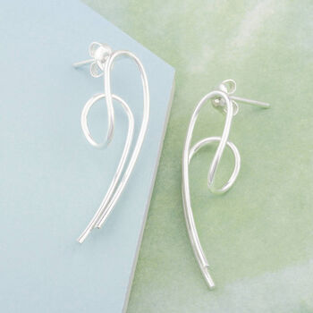 Statement Curled Wishbone Sterling Silver Stud Earrings, 6 of 7