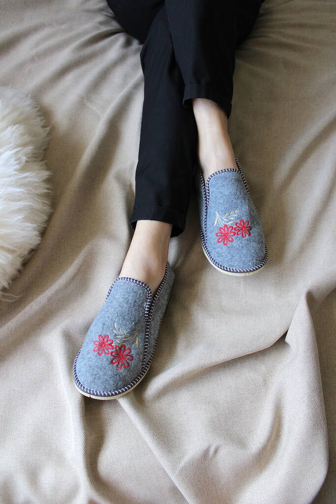 Embroidered Felt Wool Slipper Boots By Onaie | notonthehighstreet.com