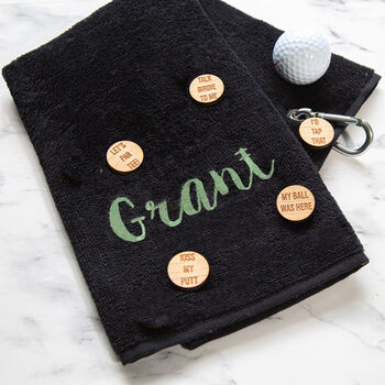 Personalised Golf Towel And Ball Marker Set, 2 of 11