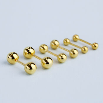 Gold Colour Sterling Silver Screw Ball Back Stud Earrings, 3 of 5