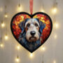 Scottish Deerhound Stained Glass Effect Heart Suncatcher, thumbnail 2 of 5