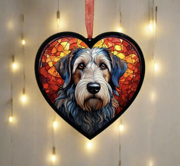 Scottish Deerhound Stained Glass Effect Heart Suncatcher, 2 of 5