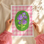 Floral Gingham Art Print Pink, thumbnail 5 of 5