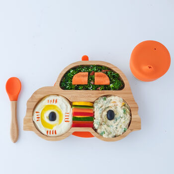 Bamboo Car Plate Weaning Set Orange, 2 of 3