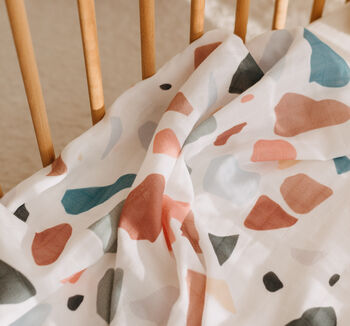 Muslin Swaddle Baby Blanket Terrazzo Newborn Gift Large, 6 of 8
