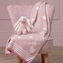 Personalised Ziggle Stars Knitted Pink Baby Blanket, thumbnail 2 of 6